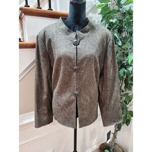 Signature Womens Gray Polyester Long Sleeve Bottons Front Casual Jacket Size 22W